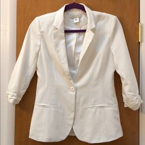 Arden B White Blazer with Gathered Sleeves